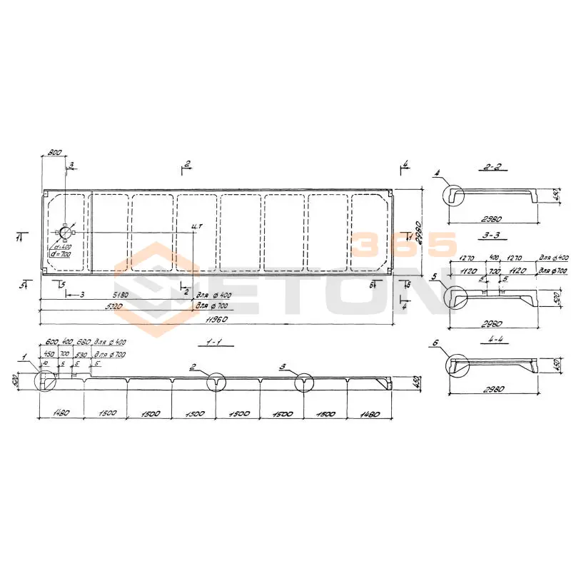 Плиты ребристые серия 1.465.1-15 1ПВ 12-2 АтVл-14*