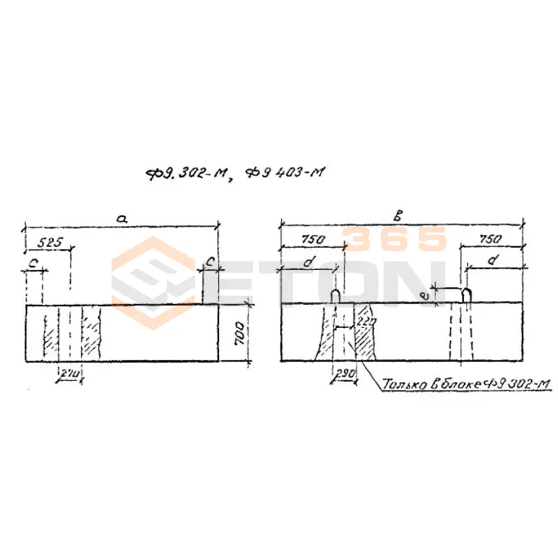 Блоки фундаментов Серия 3.501.1-179.94 Ф 9-302 м