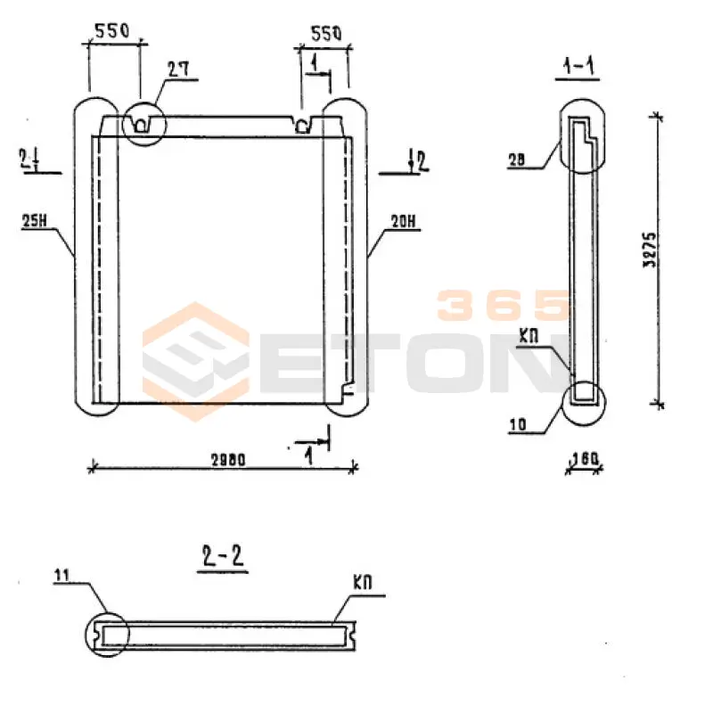 Панели внутренних стен Серия 1.090.1-1/88 2ПВ 30-33