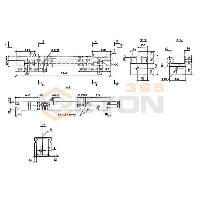 Блоки внутренних стен Серия 1.134.1-13 БВП 34-3-30-12,5-1