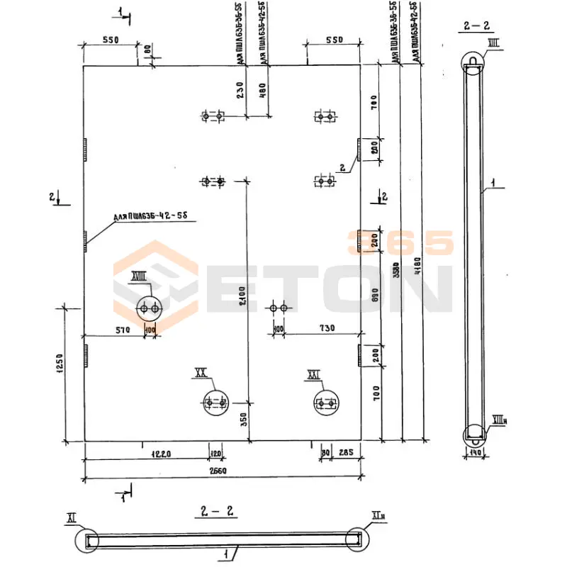 Панели шахт лифтов Серия 1.289.1-2 ПШЛ 63б-36-5 б