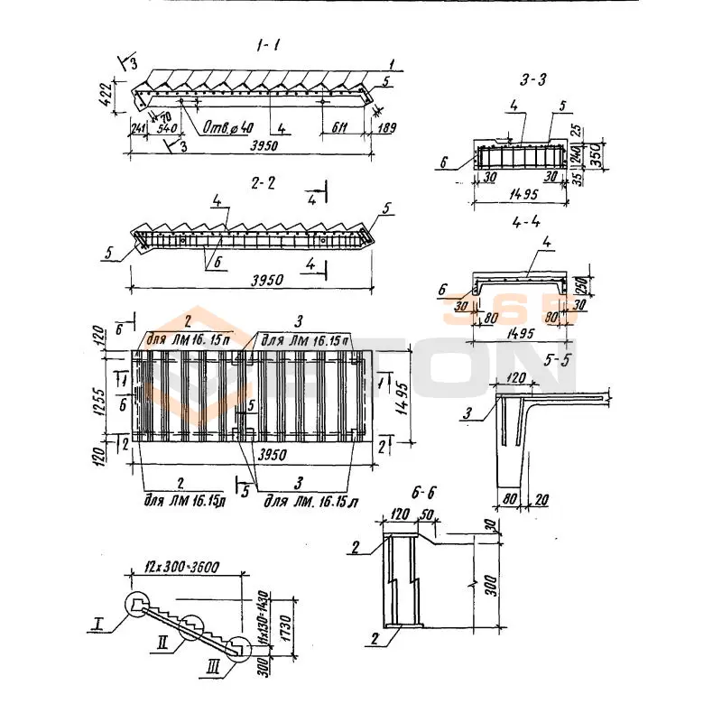 Лестничные марши ТПР 501-07-3.83 ЛМ 36-15 п