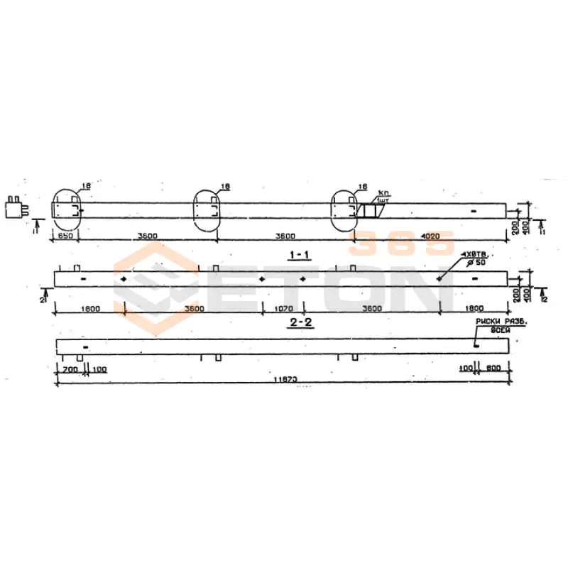 Колонны сечением 400х400 мм для зданий с высотами этажей 3,6 м Серия 1.020.1-2с/89 5КБ 36-119-1