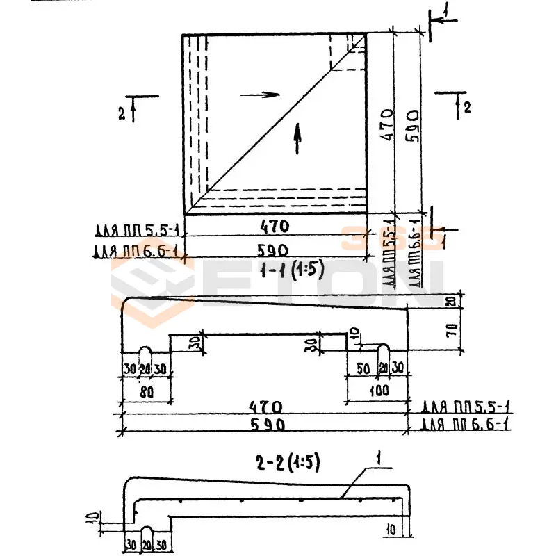 Плиты парапетные Серия 1.238-1 ПП 5-5-1