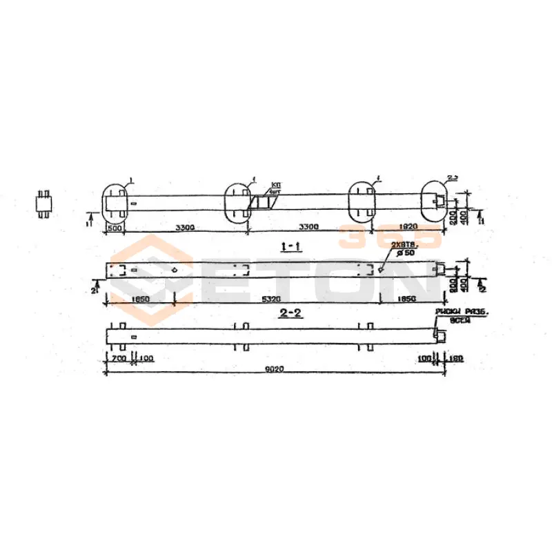 Колонны сечением 400х400 мм для зданий с высотами этажей 3,3 м Серия 1.020.1-2с/89 1КВ 33-90-4 с