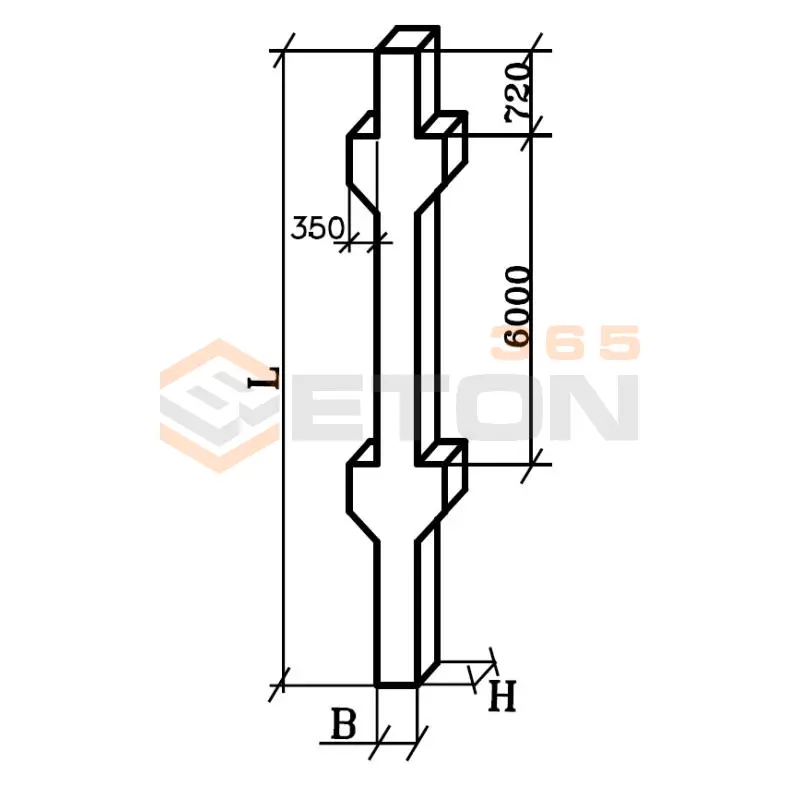 Колонны железобетонные для многоэтажных производственных зданий на высоту этажа 6,0 м Серия 1.420-12 вып. 3 К 70а-14-1