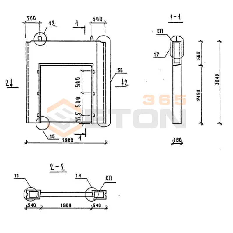 Панели внутренних стен Серия 1.090.1-1/88 ПВР 30-30-19