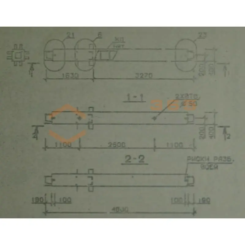 Колонны сечением 400х400 мм для зданий с высотами этажей 4,8 и 4,8 (6,0) м Серия 1.020.1-2с/89 2КС 48-48-8 с