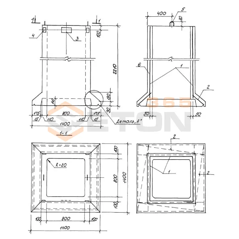 Шахты вентиляционные Серия 1.100.1-7 ВШ 14-22-140 л