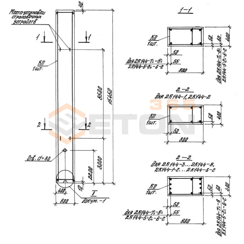 Колонны железобетонные Серия 1.423.1-5/88 2К 144-6 м3