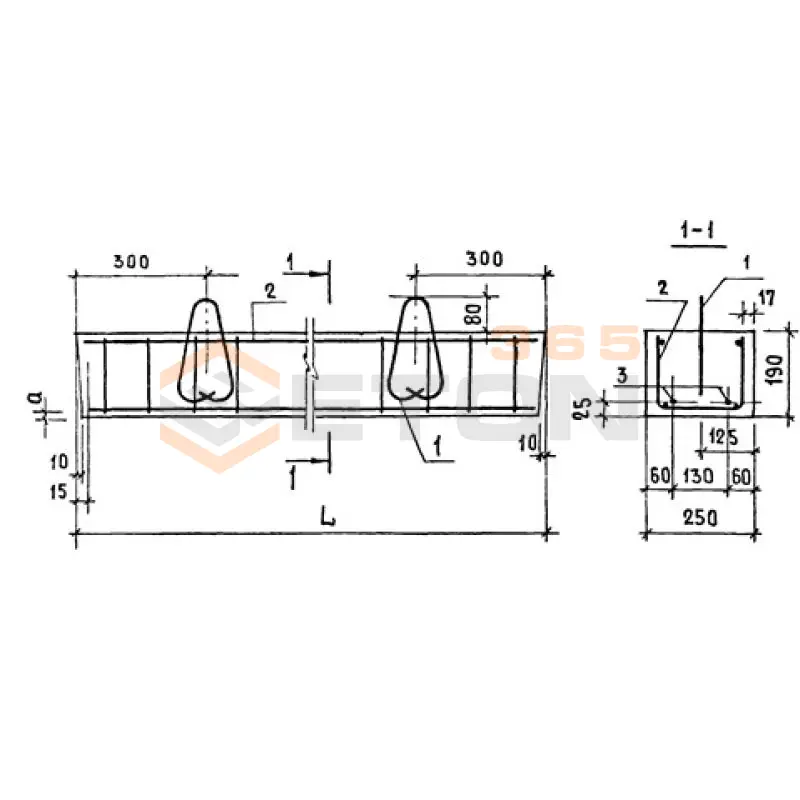 Перемычки брусковые ПБ серия 1.038.1-1 ( 1.138-10, ИИ 03-02, ГОСТ 948-84, 1.139-1 ) 1ПР 24-25-19-28 АVт