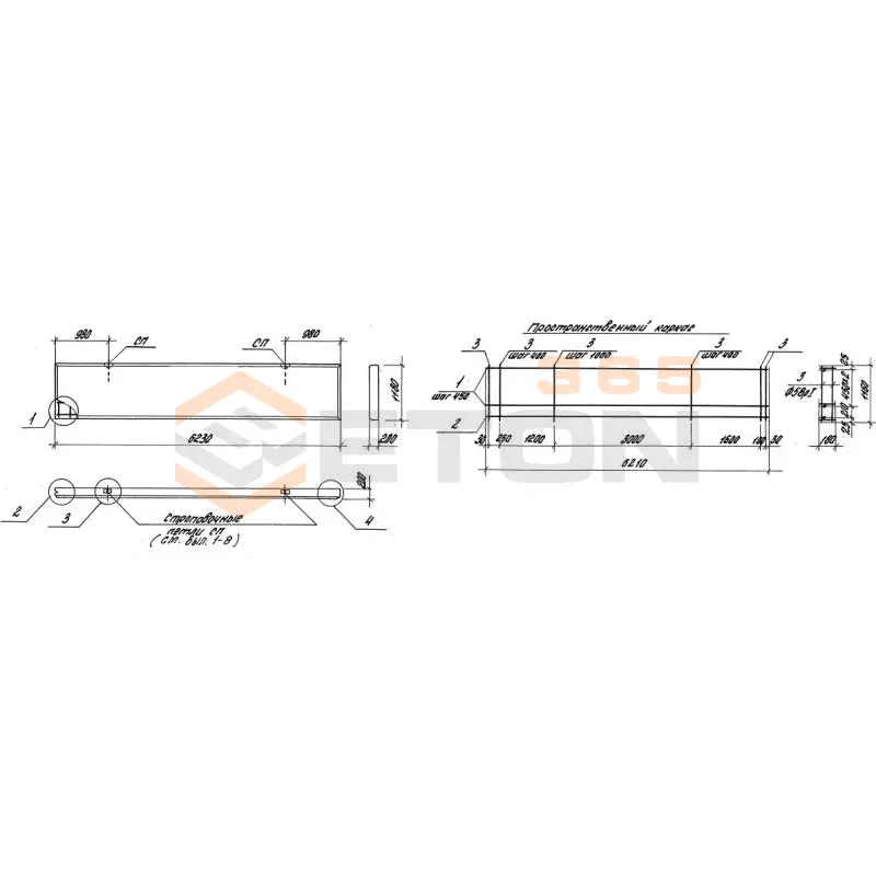 Панели стеновые толщиной 200 мм Серия 1.030.1-1 ПС 62,5-12-2,0-4 я-2