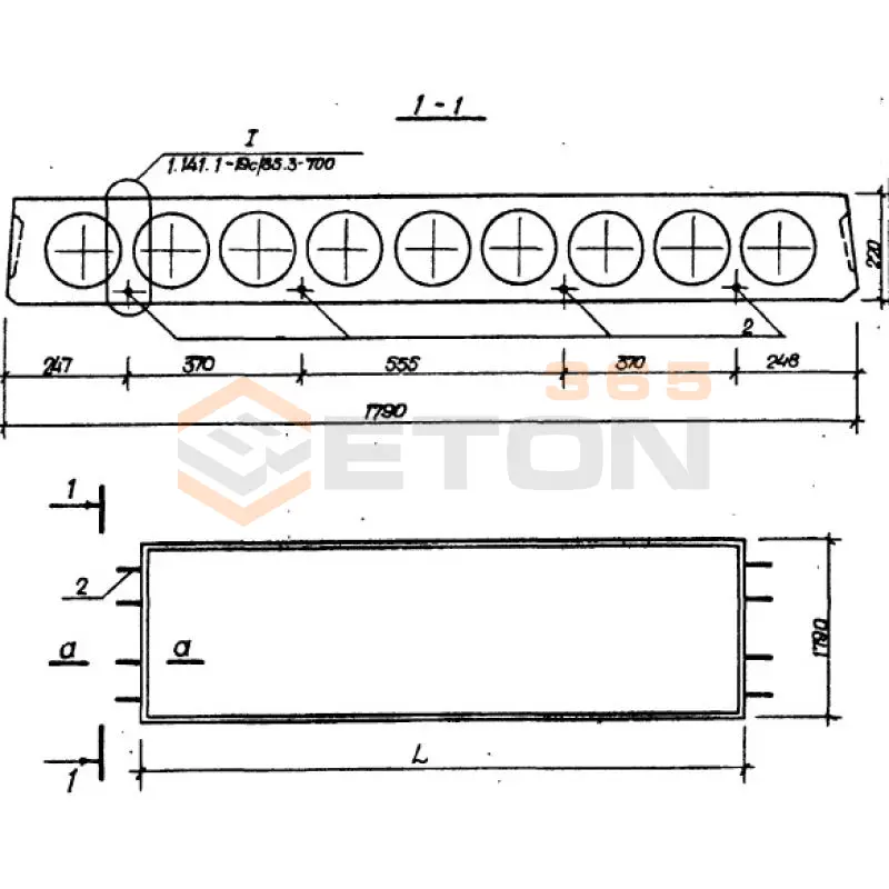 Плиты перекрытия многопустотные Серия 1.141.1-19с/85 ПК 60-18-4 АтVт с9а