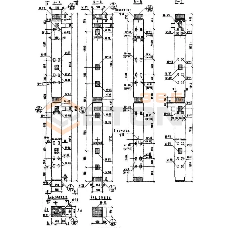 Колонны сечением 400х400 Серия ИИ 04-2 КЛ 42-66-4 а
