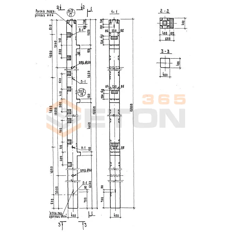 Колонны сечением 400х400 Серия ИИ 04-2 К3НК 448-56