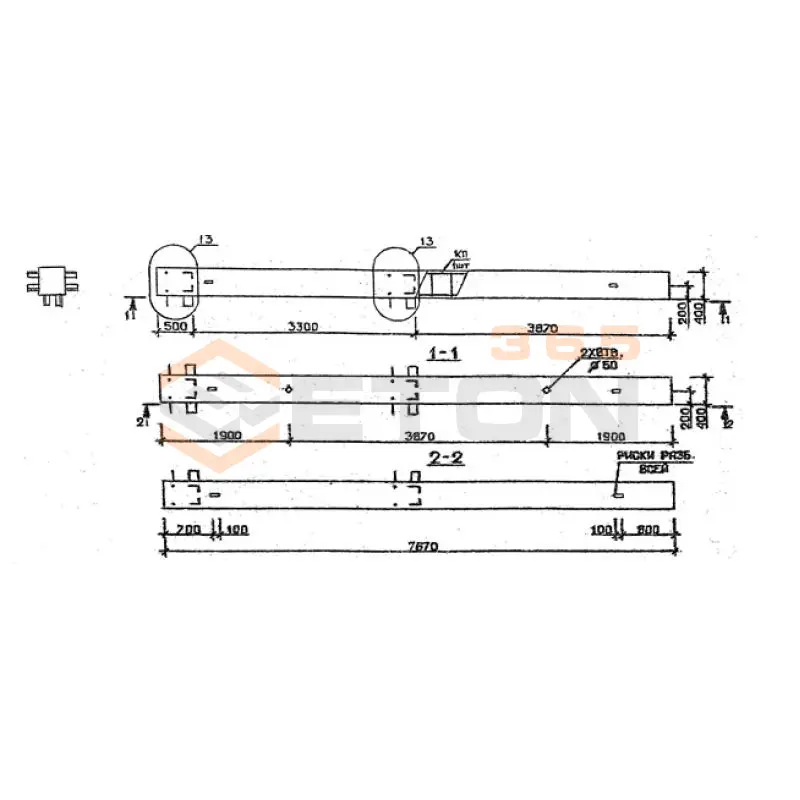 Колонны сечением 400х400 мм для зданий с высотами этажей 3,3 м Серия 1.020.1-2с/89 4КБ 33-77-4 с
