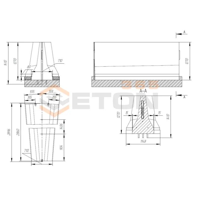 Блоки переходные парапетного двухстороннего ограждения ТУ 5899-002-61548960-2010 12МД-ТУ 5899-002-2010/400(600)-1,27(1,15) п