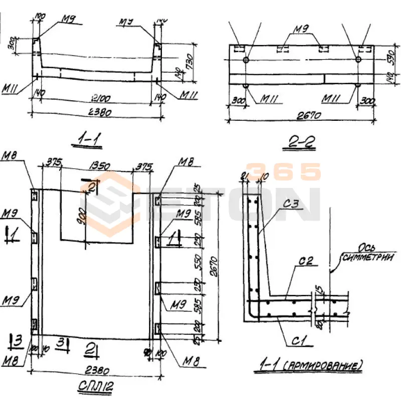 Панели стеновые ТП 905-7 СПЛ 12 (ТП 905-7)
