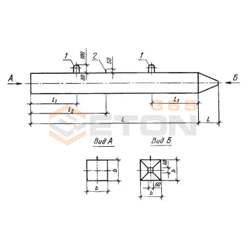 Сваи цельные сплошного квадратного сечения ГОСТ 19804.1-79 С 4-20 (ГОСТ 19804.1-79)
