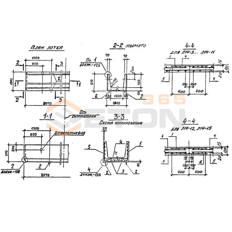 Лотки теплотрасс Л серия 3.006.1-2/87 Л 14-15/2