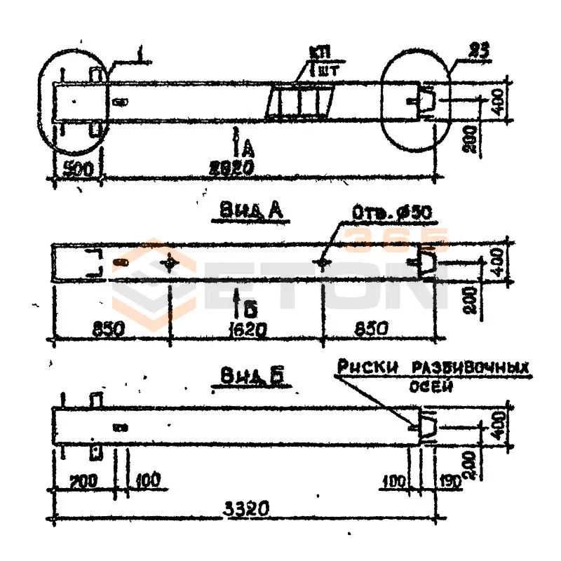 Колонны сечением 400х400 мм для зданий с высотами этажей 4,2 м Серия 1.020.1-2с/89 1КВ 42-34-2 с