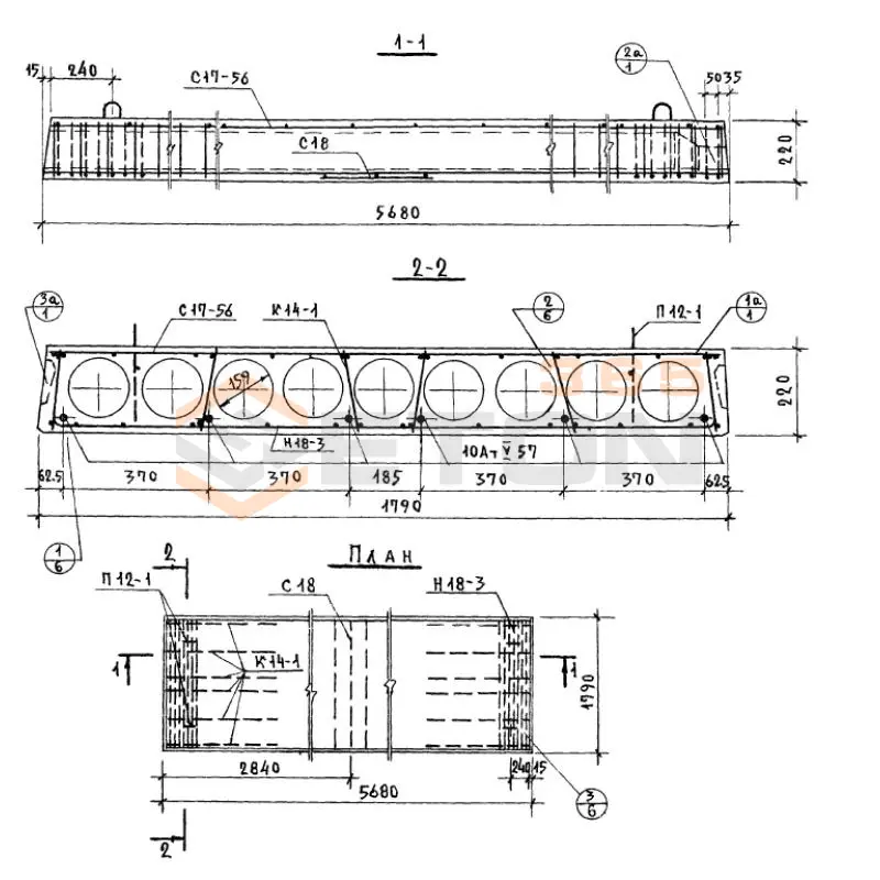 Панели многопустотные Серия 1.141-1 ПК 8-57-18 АтV а