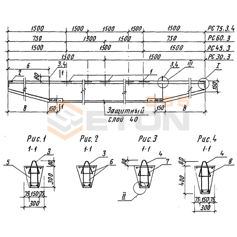 Ригели ТПР 501-07-3.83 РС 75-3-4
