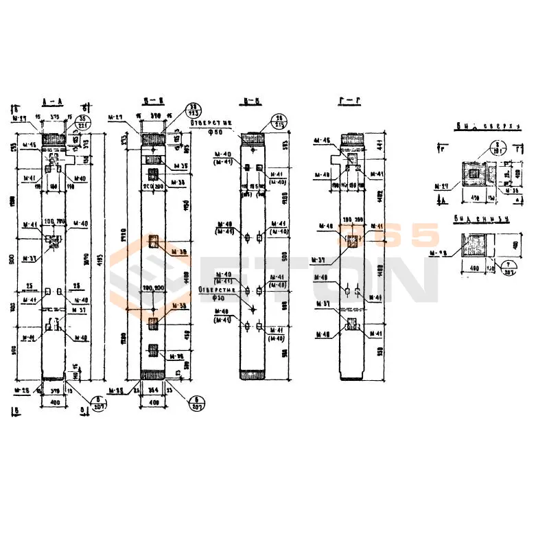 Колонны сечением 400х400 Серия ИИ 04-2 КЛ 42-42-4 а
