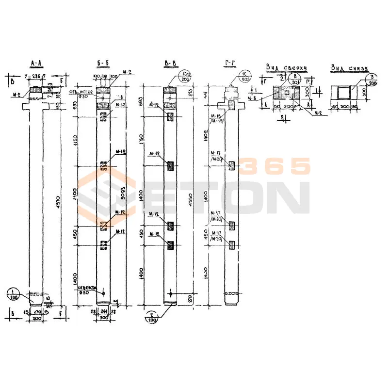 Колонны сечением 300х300 Серия ИИ 04-2 К2Л 28-51-3