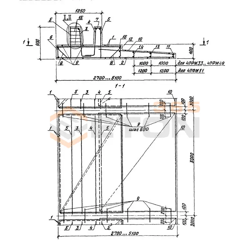 Плиты фундаментные Серия 3.002.1-3 4ПФМ 30-2
