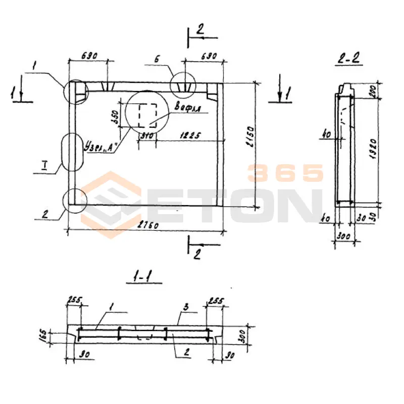 Панели наружных цокольных стен Серия 1.100.1-7 1НЦ 28-22-30-150 л