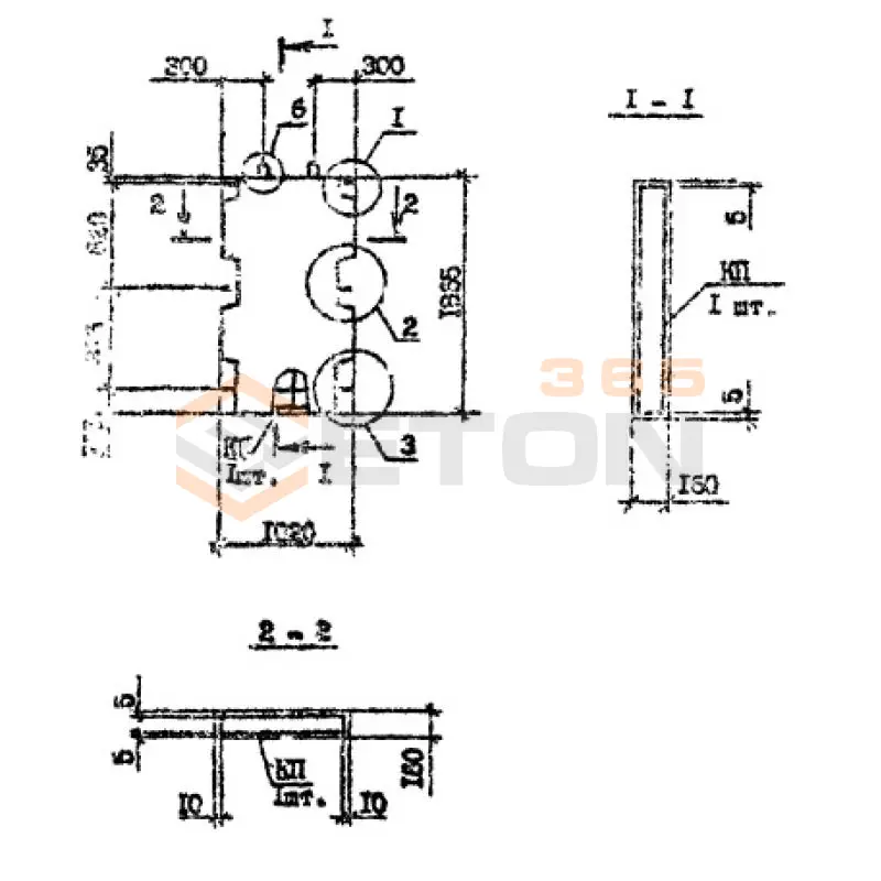 Панели внутренних стен нулевого цикла Серия 1.090.1-7с ПВЦ 10-19-1 тс (1.090.1-7с)