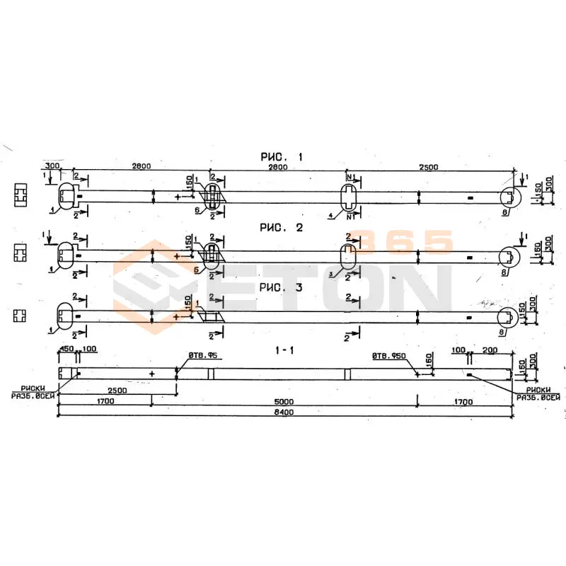 Колонны сечением 300х300 серия 1.020-1/87 ( 1.020.1-7, 1.020-1/83, ИИ 04-1, 1.020.1-3пв ) 3К 3-28-1 пв