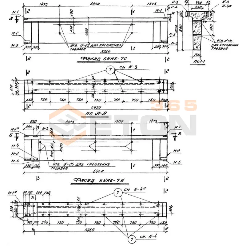 Балки подкрановые Серия КЭ 01-04 БКН 6-7 с