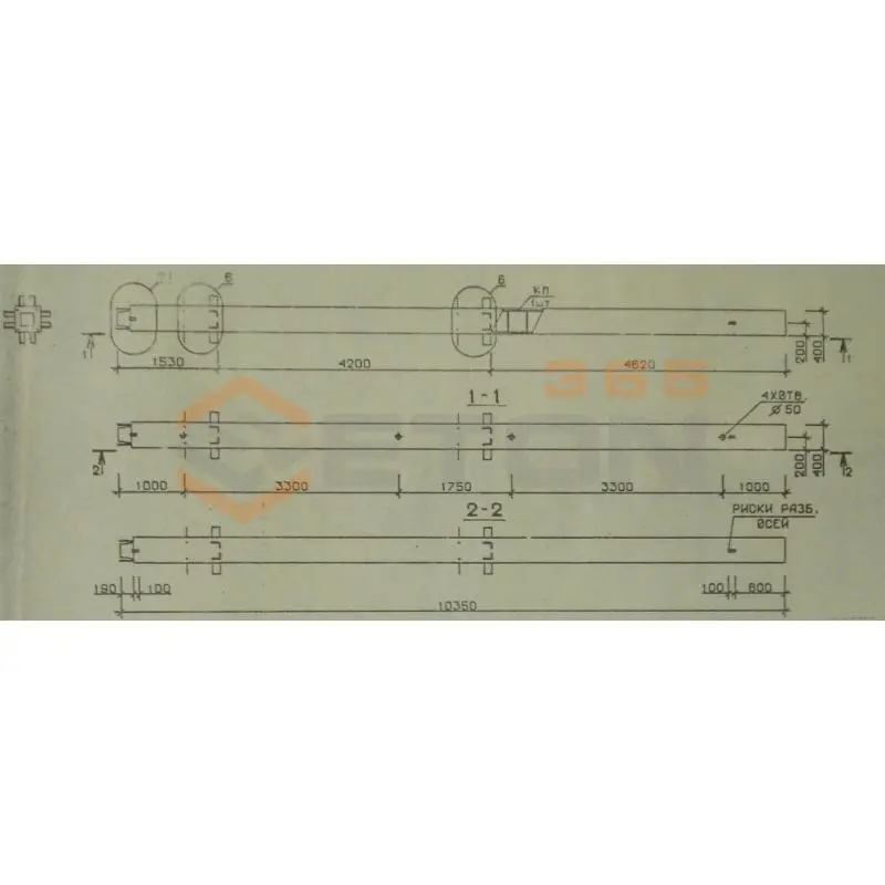 Колонны сечением 400х400 мм для зданий с высотами этажей 4,2 м Серия 1.020.1-2с/89 2КН 42-104-13 с