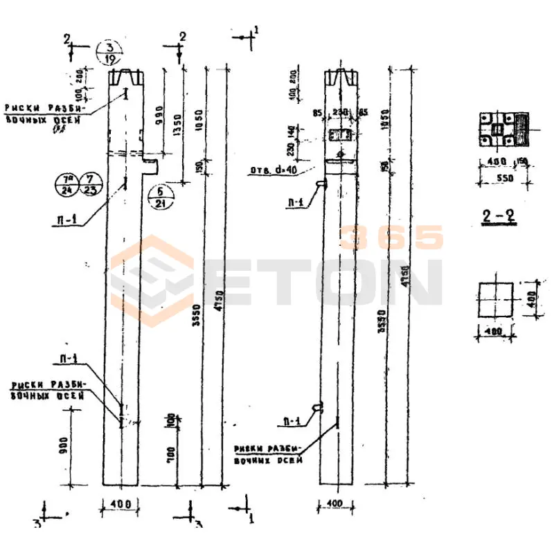 Колонны сечением 400х400 Серия ИИ 04-2 КНК 433-52-2 у