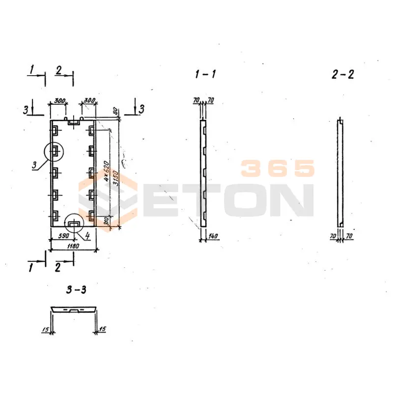 Диафрагмы жесткости плоские серия 1.020-1/87 ( 1.020.1-7, 1.020-1/83, ИИ 04-1, 1.020.1-3пв ) Д 12-32 пв