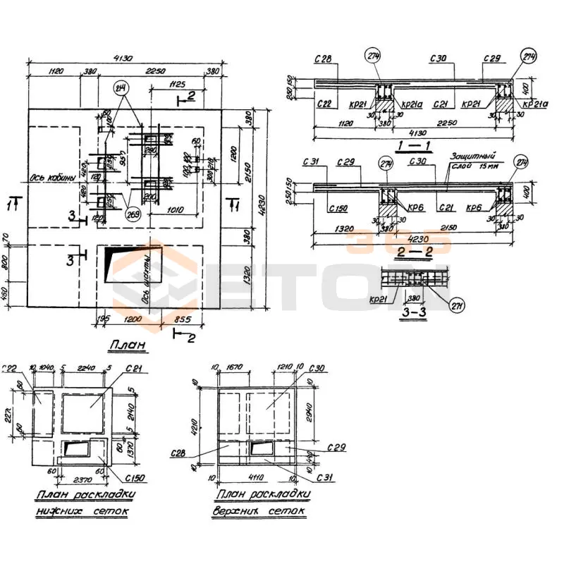 Плиты перекрытий шахт Серия 1.489-1 П 12