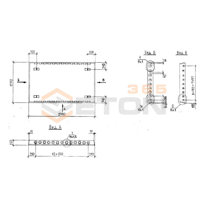 Плиты перекрытия многопустотные Серия 1.141.1 КЛ-3 ПК 30-18-5 АIIIт