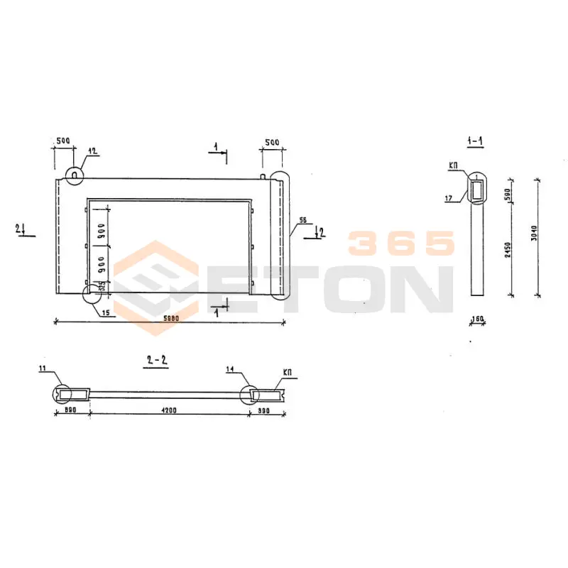 Панели внутренних стен Серия 1.090.1-1/88 ПВР 60-30-42