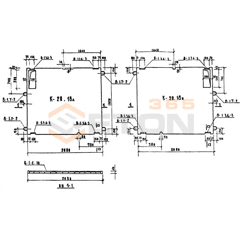 Крышки санитарно-технических кабин Серия 75 К 20-18 п