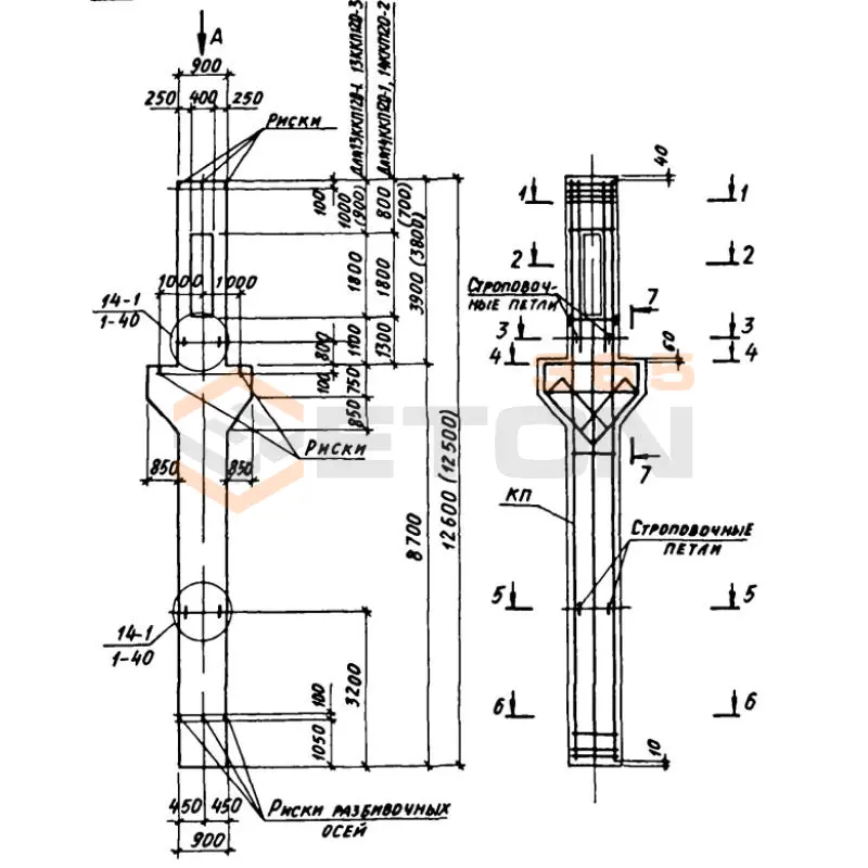 Колонны крановые с проходами Серия 1.424.1-6/89 13ККП 120
