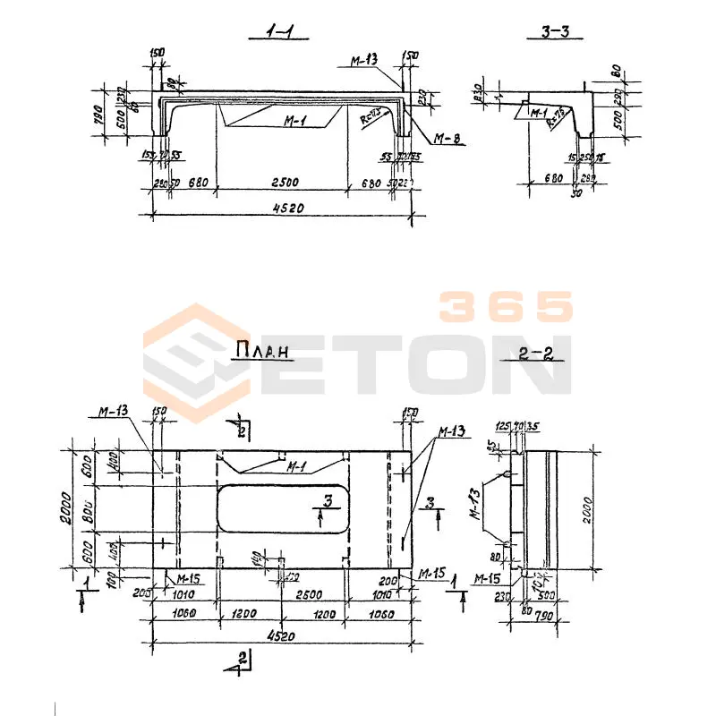 Блоки камер Серия 3.903 КЛ-13 СБК 4,0-1 (2500х800)
