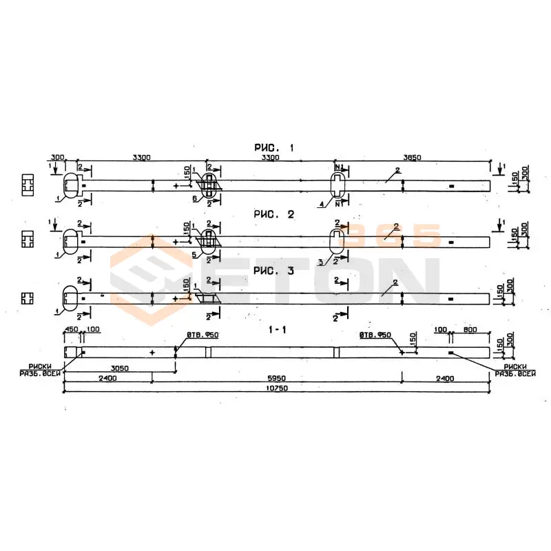 Колонны сечением 300х300 серия 1.020-1/87 ( 1.020.1-7, 1.020-1/83, ИИ 04-1, 1.020.1-3пв ) 3КО 3-33-1,1