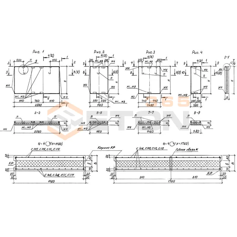 Панели стеновые трехслойные Серия 1.432.1-26 ПСТ 12-12-2,8