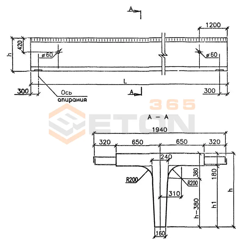 Балки пролетного строения ТУ 5851-008-01388383-2002 Б 1800-130-108 Т28AIIIв