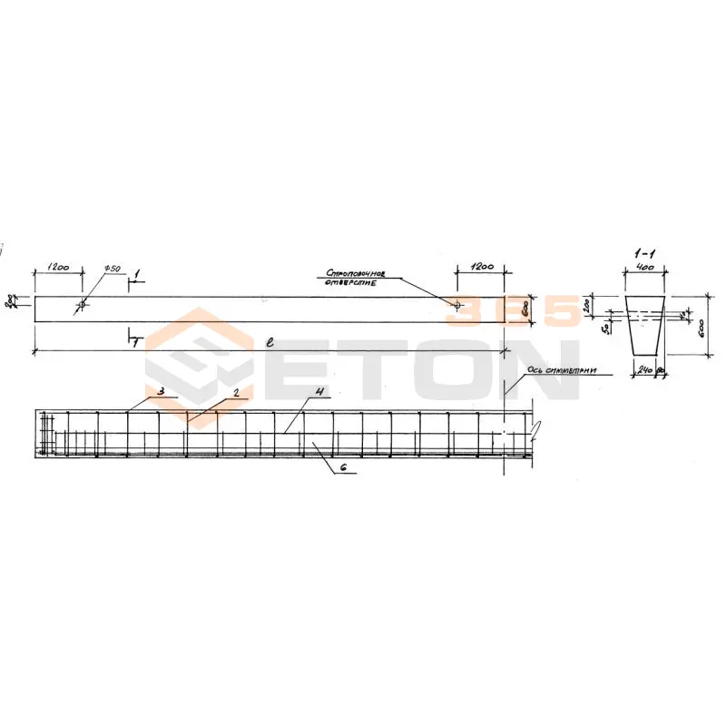Балки фундаментые ГОСТ 28737-2016 6БФ 111 (ГОСТ 28737-2016)