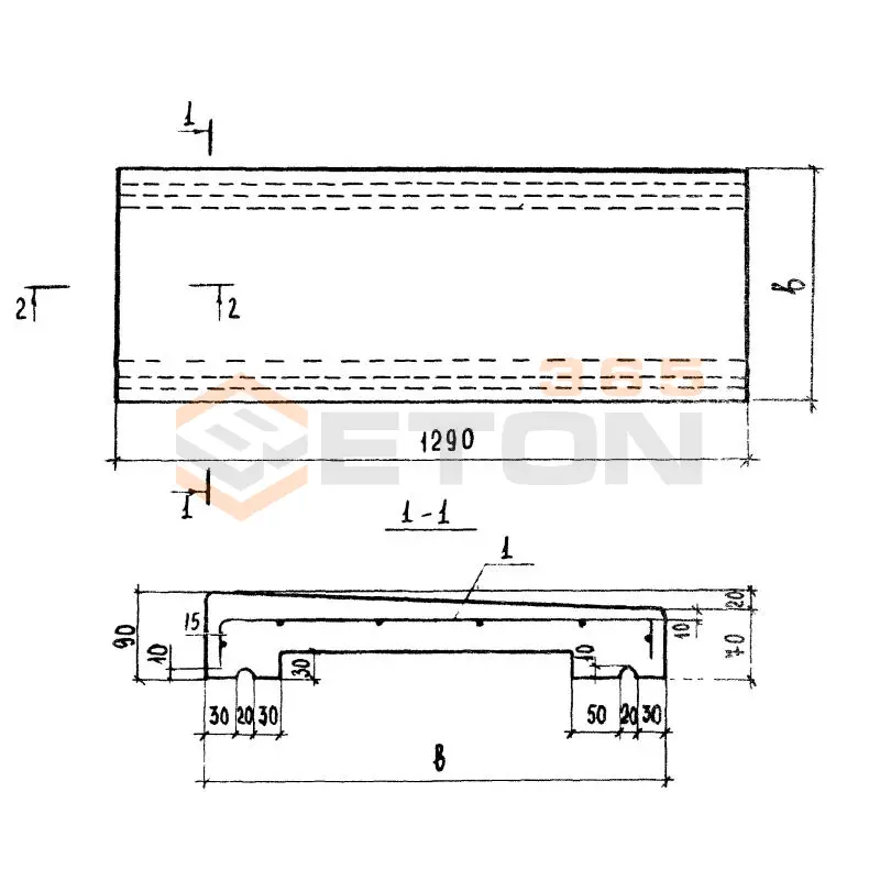 Плиты парапетные Серия 1.238-1 ПП 13-6