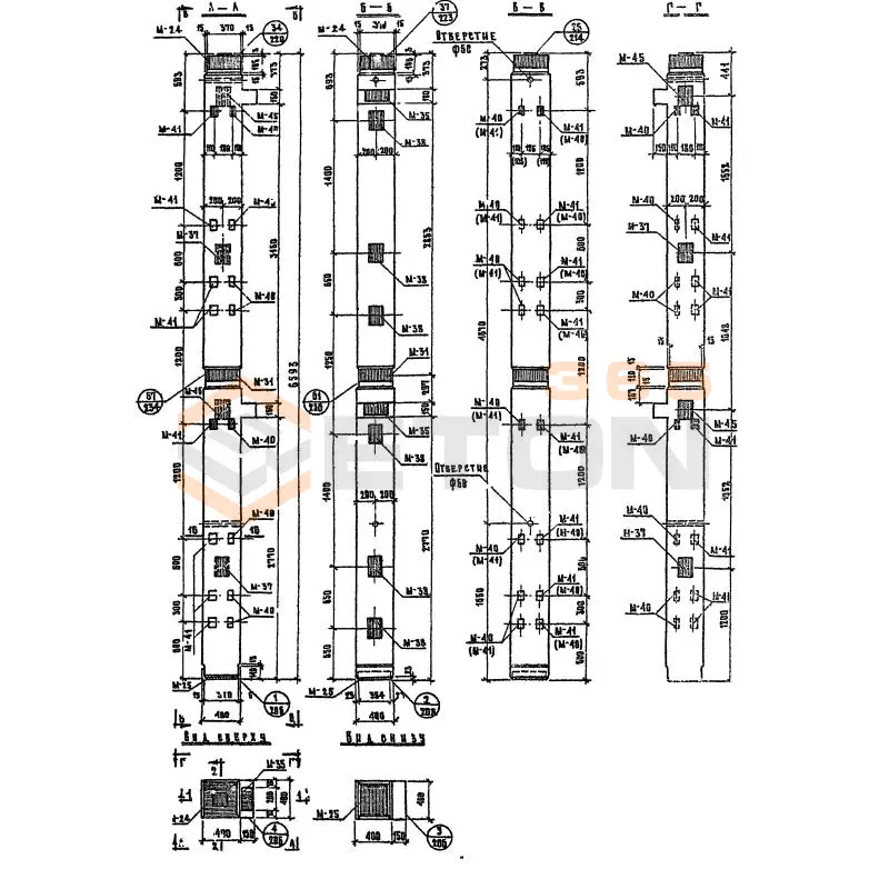 Колонны сечением 400х400 Серия ИИ 04-2 КЛ 29-66-4 а