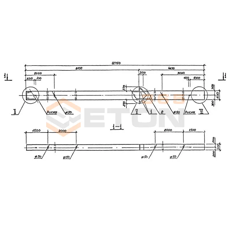Колонны высотой 6,0; 7,2 м Серия 1.420.1-19 К 60-6